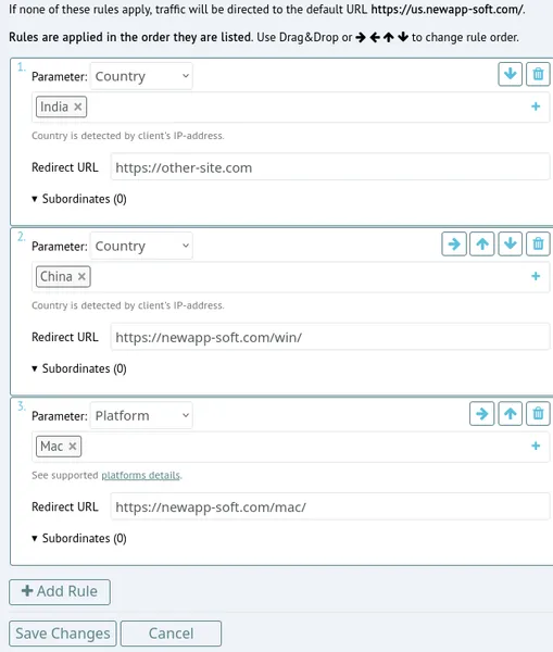 Smart Link Example 2 - country routing